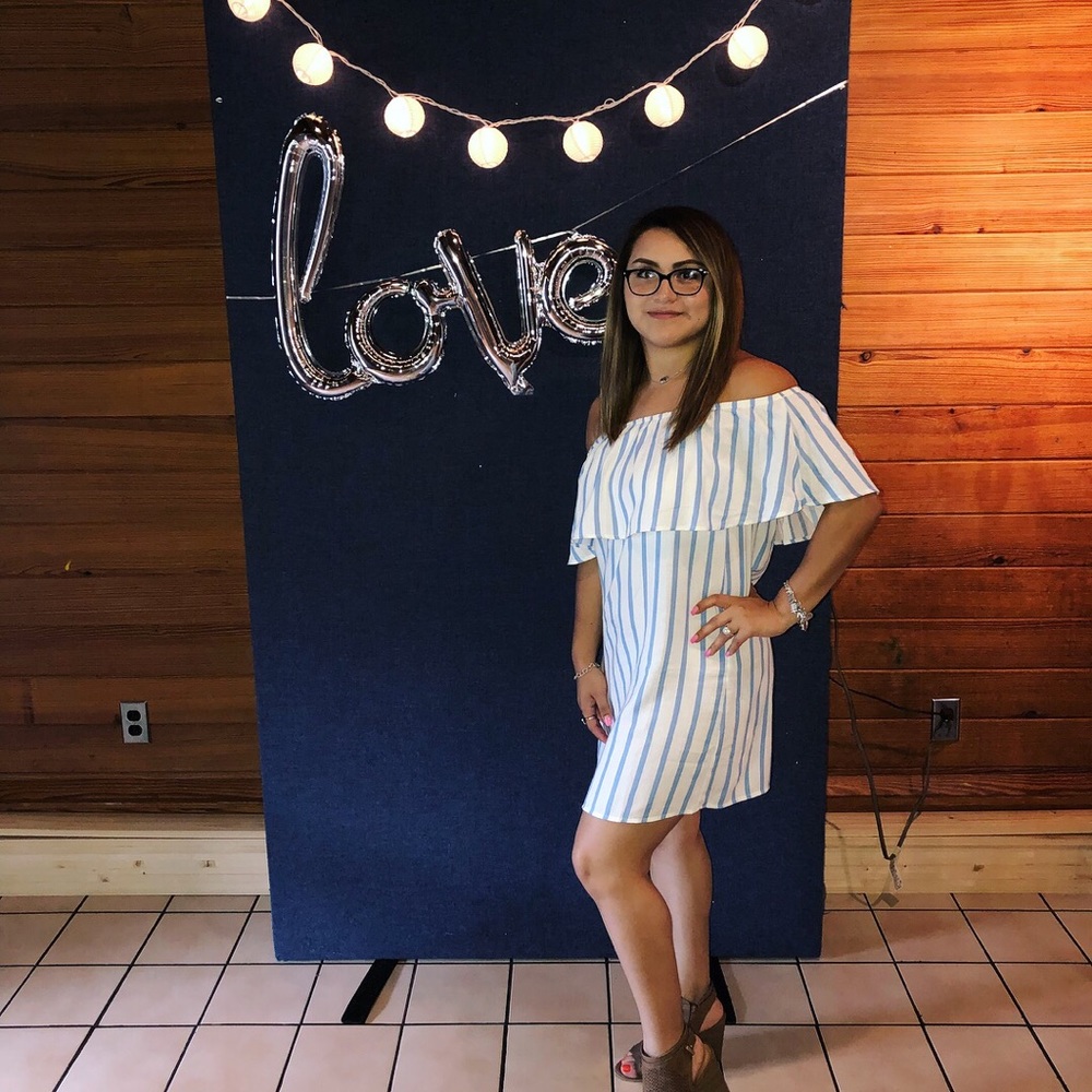 Striped off the shoulder Dress